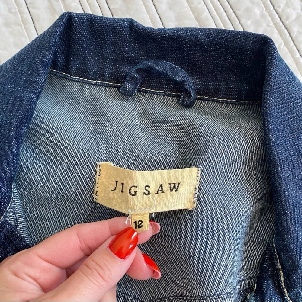 JIGSAW Classic Waist Length Denim Jacket in Dark Indigo size Women’s 12